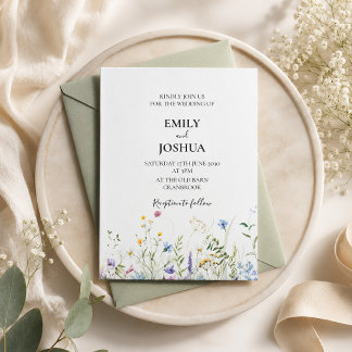 Convites Casamento Elegante com Flores Silvestres