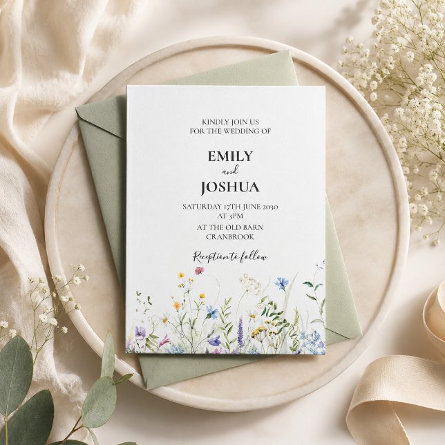Convites Casamento Elegante com Flores Silvestres (Criador carregado)