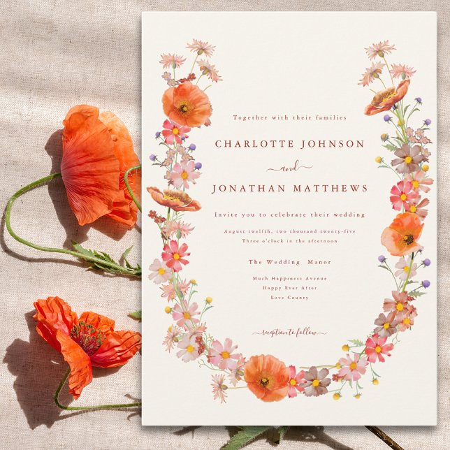 Convites Casamento Elegante com Flores Silvestres (Elegant wildflower wreath wedding invitation )