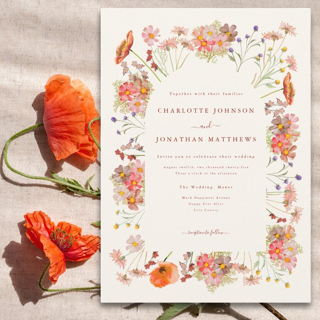 Convites Casamento Elegante com Flores Silvestres (Elegant wildflower wedding invitation)