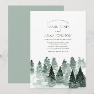 Convites Casamento Elegante com Floresta de Pinheiros em Aq