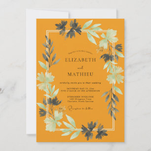 Convites Casamento Elegante com Folhas de Mostarda