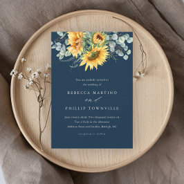 Convites Casamento Elegante com Girassol Rustico e Eucalipt