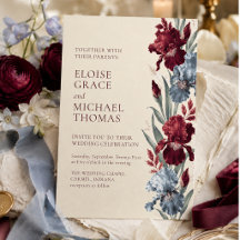 Casamento Elegante com Íris Burgundy e Azul Poento