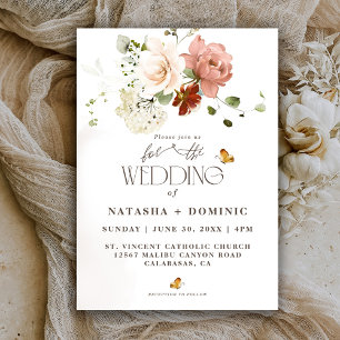 Convites Casamento Elegante com Jardim de Flores Silvestres