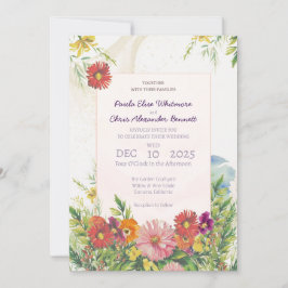 Convites Casamento Elegante com Jardim de Flores Silvestres