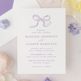 Convites Casamento Elegante com Laço de Lavanda
