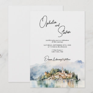 Convites Casamento Elegante com Letra em Aquarela no Lago C