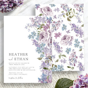 Convites Casamento Elegante com Lilás em Aquarela