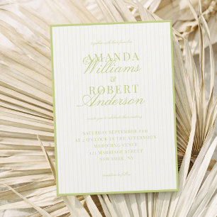 Convites Casamento Elegante com Listras em Verde Cítrico e 
