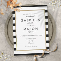 Casamento Elegante com Listras Pretas e Brancas e 