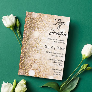 Convites casamento elegante com luzes douradas