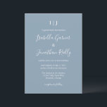 Convites Casamento Elegante com Monograma Moderno em Azul P<br><div class="desc">Este convite de casamento apresenta as iniciais do casal como um monograma no topo, seus nomes em letra cursiva fluida e todos os detalhes do casamento em letras brancas limpas sobre um fundo suave azul poeirento. Simples, romântico e atemporal — um ótimo ajuste para um casamento em jardim, ao ar...</div>