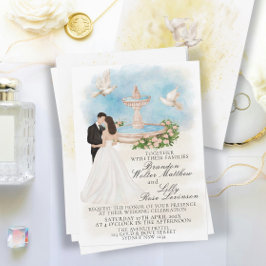 Convites Casamento Elegante com Noiva e Coroa