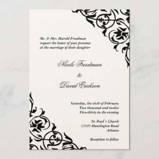 Convites Casamento elegante com o rolo de canto preto