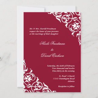 Convites Casamento elegante com pergaminho vermelho festivo