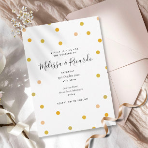 Convites Casamento Elegante com Pontos de Ouro