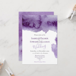 Convites Casamento Elegante com respingo de aquarela violet