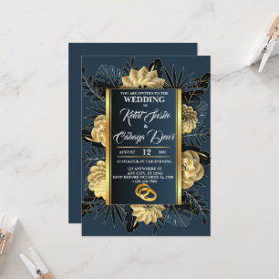 Convites Casamento elegante com Rosas e anéis