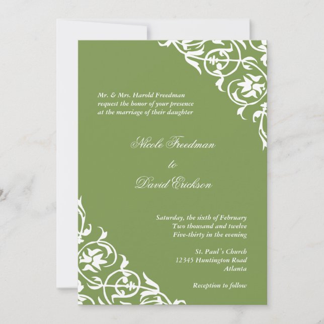 Convites Casamento elegante com script de rolagem de canto  (Frente)