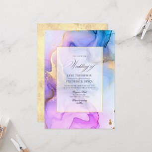 Convites Casamento Elegante com Tinta Alcoólica Fluida