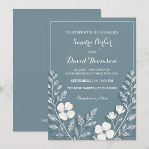 Convites casamento elegante com vassoura-de-flor-selvagem