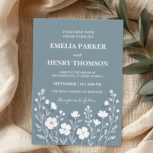 Convites casamento elegante com vassoura-de-flor-selvagem