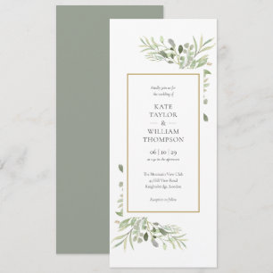 Convites Casamento Elegante com Vegetação em Aquarela