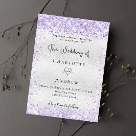 Convites Casamento elegante com violeta de lavanda prateada