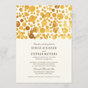 Convites Casamento Elegante Confetti com Efeito Foil Ouro