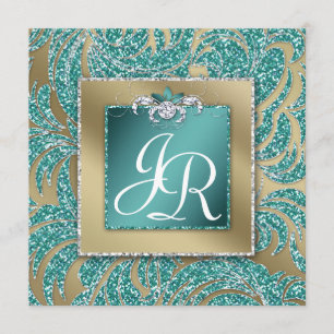 Convites Casamento Elegante Convidar Folha de Teal