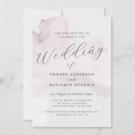 Convites Casamento Elegante Cor de Água Costeira Rosa