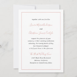 Convites Casamento Elegante Cor-de-Rosa-Rosa-Blush de Front