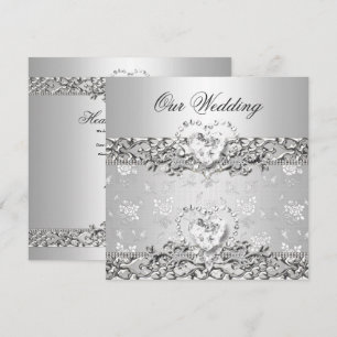 Convites Casamento Elegante Coração de Diamante Branco Prat