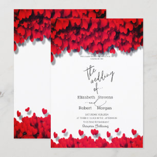 Convites Casamento Elegante Corações Vermelhos