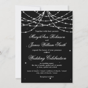 Convites Casamento Elegante Corda Preta Brilhante