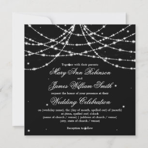 Convites Casamento Elegante Corda Preta Brilhante