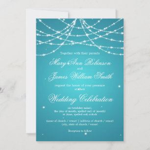 Convites Casamento Elegante Corda Turquesa Brilhante