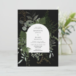 Convites Casamento Elegante da Floresta Selvagem Fern Green
