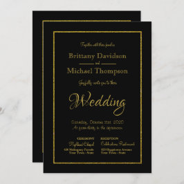 Convites Casamento Elegante da Igreja Dourada Negra