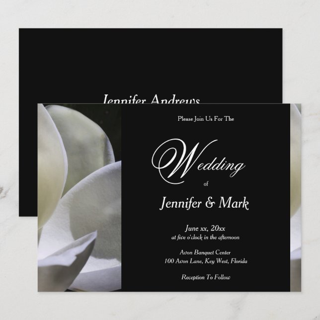 Convites Casamento Elegante da Magnolia Branca (Frente/Verso)