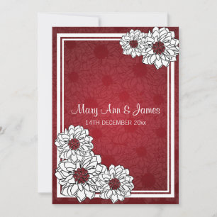 Convites Casamento Elegante Dahlia Vermelho Floral