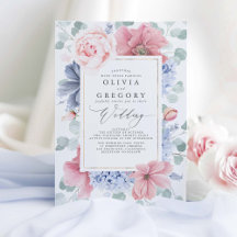 Casamento Elegante das Flores Azuis Dusty Rosa e D