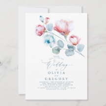 Casamento Elegante das Flores Azuis e Rosa Dusty