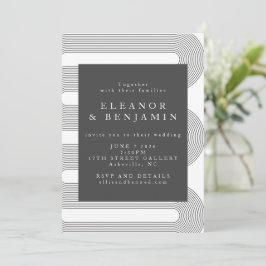Convites Casamento Elegante das Linhas Brancas Negras Moder