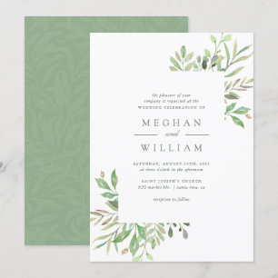 Convites Casamento Elegante De Aquarela Botânica