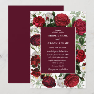 Convites Casamento Elegante De Aquarela Floral Moderna Burg