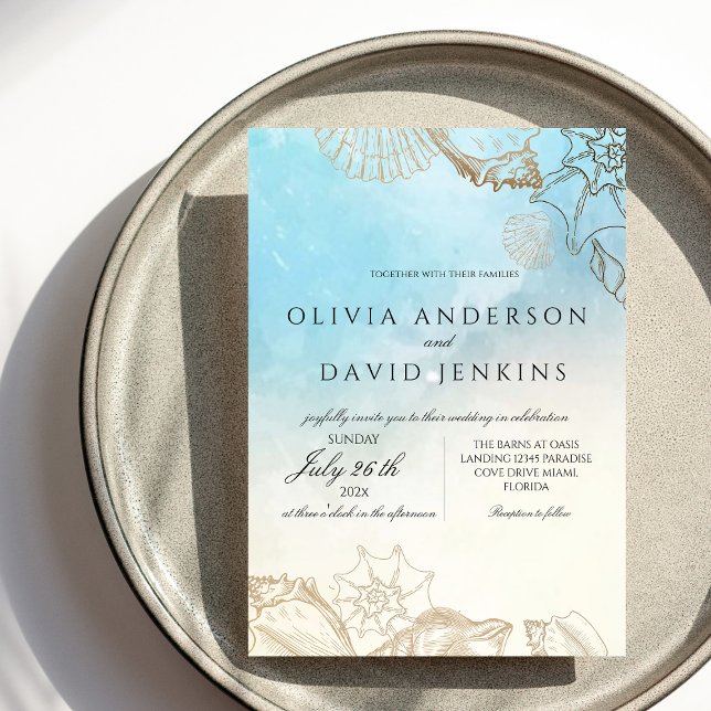 Convites Casamento Elegante De Aquarela Mediterrânica (Criador carregado)