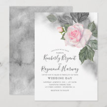 Casamento Elegante de Aquarelas Rosa e Cinzas Flor