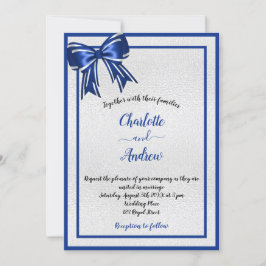 Convites Casamento elegante de arco de prata azul real